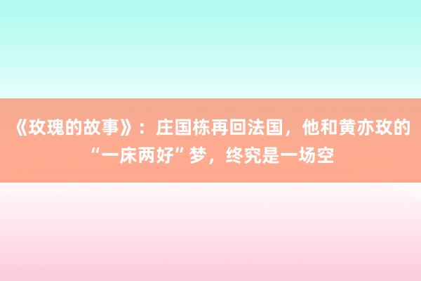 《玫瑰的故事》：庄国栋再回法国，他和黄亦玫的“一床两好”梦，终究是一场空