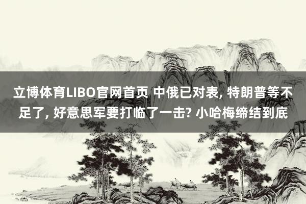 立博体育LIBO官网首页 中俄已对表, 特朗普等不足了, 好意思军要打临了一击? 小哈梅缔结到底