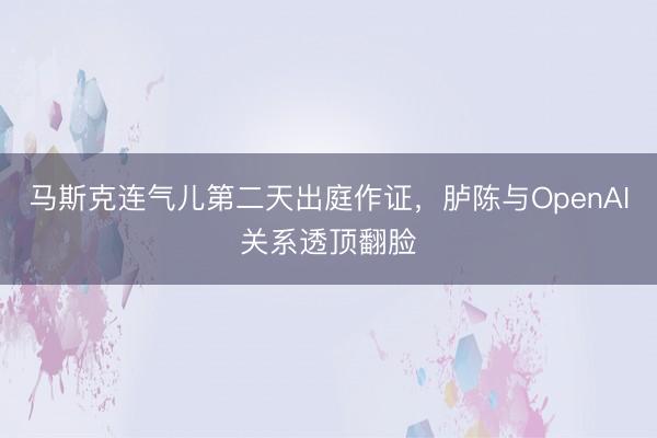 马斯克连气儿第二天出庭作证，胪陈与OpenAI关系透顶翻脸