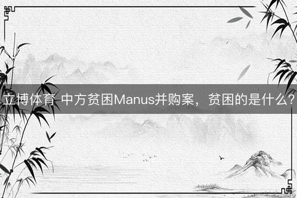 立博体育 中方贫困Manus并购案，贫困的是什么？